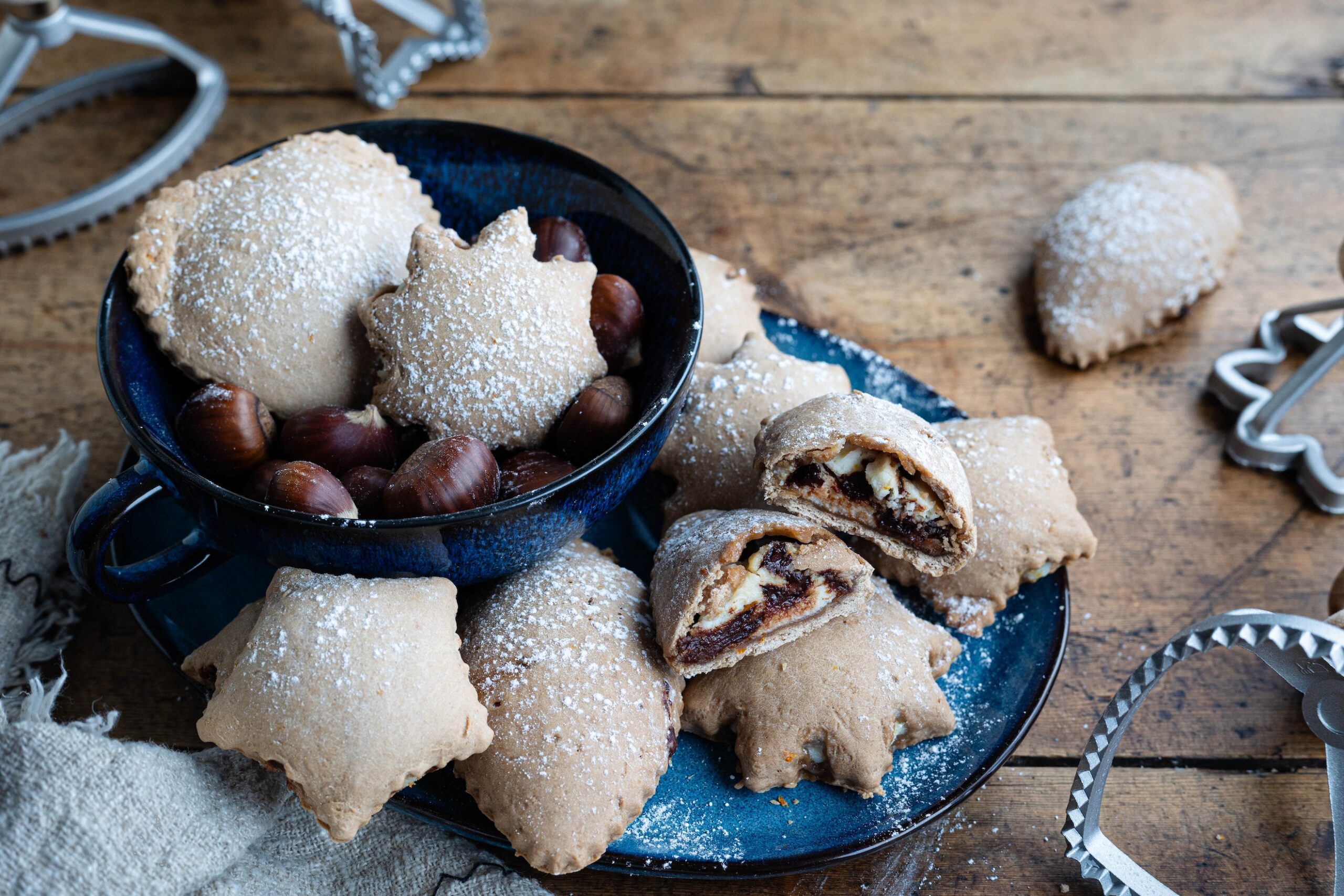 Ravioli dolci di castagne, ricotta e cioccolato