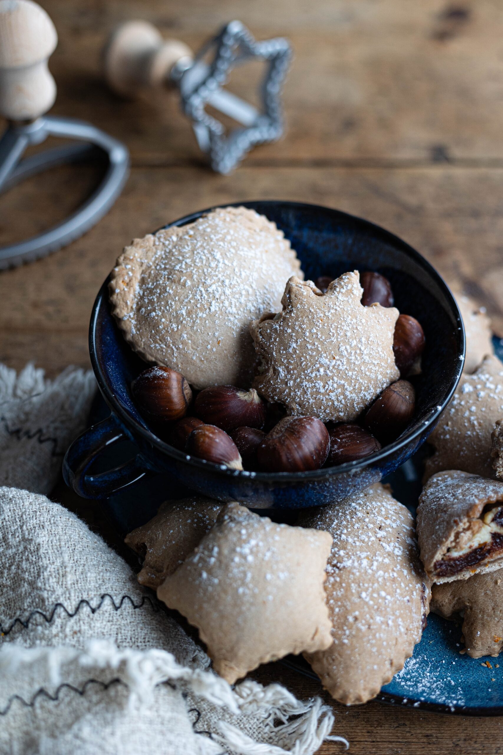 Ravioli dolci di castagne, ricotta e cioccolato