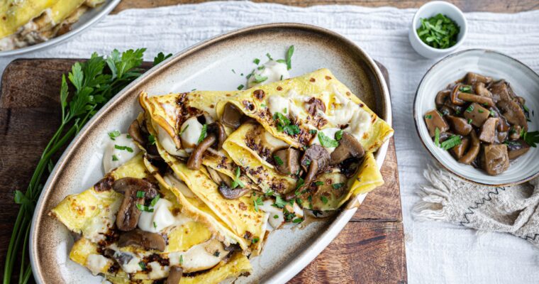 Crespelle ai funghi e aceto balsamico